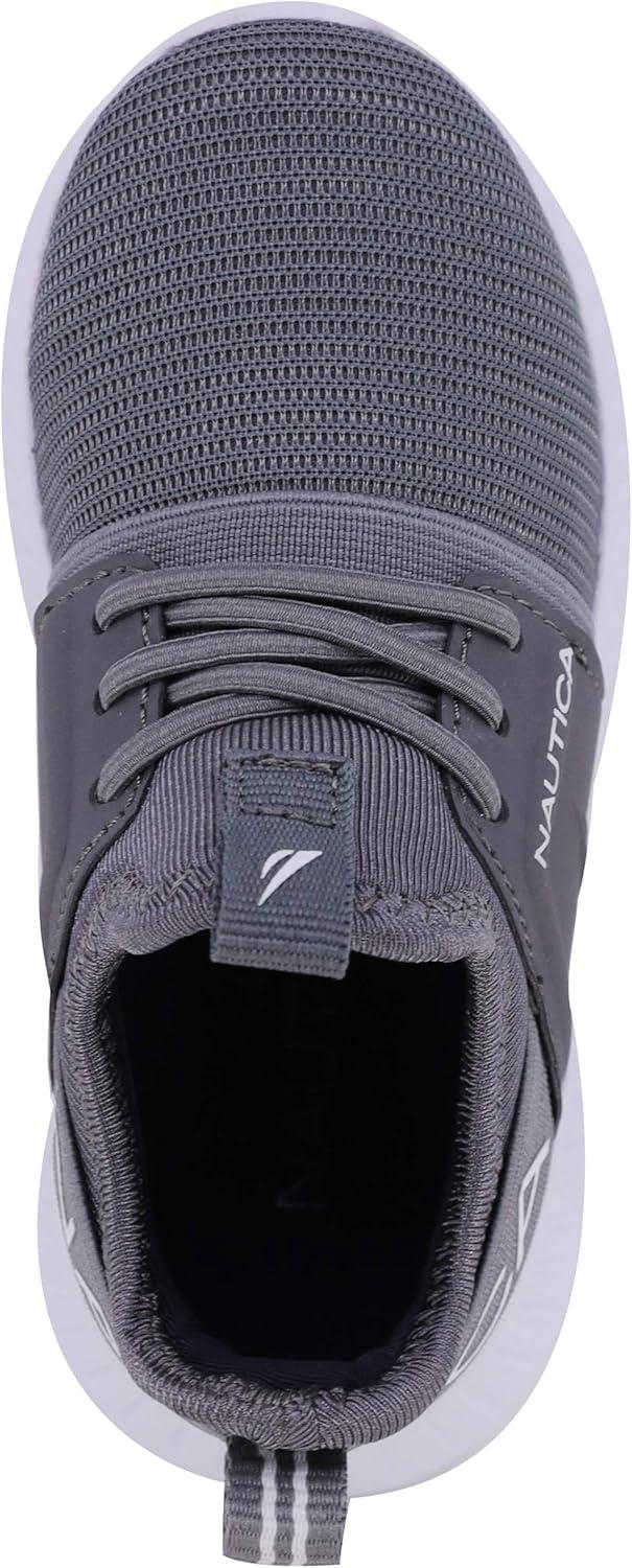 imageNautica Kids Boys and Girls Athletic SlipOn Sneakers Lightweight Bungee Running Shoes for Toddler Little Kid and Big KidGrey Tonal