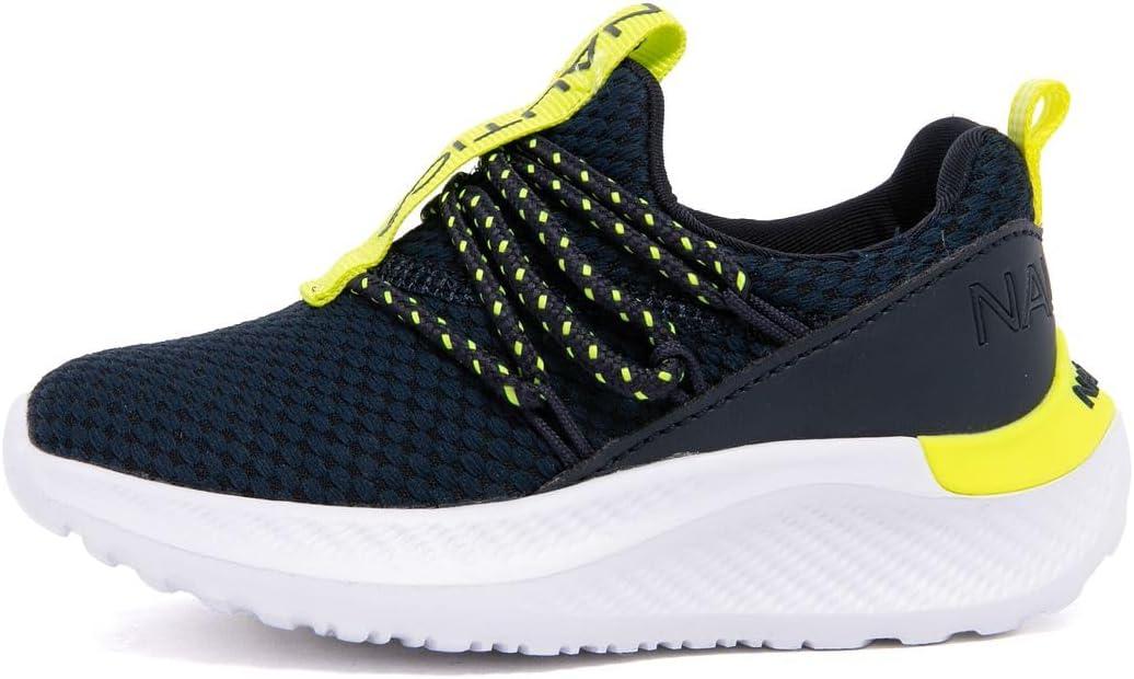 imageNautica Kids Boys and Girls Athletic SlipOn Sneakers Lightweight Bungee Running Shoes for Toddler Little Kid and Big KidNavy Limeselah