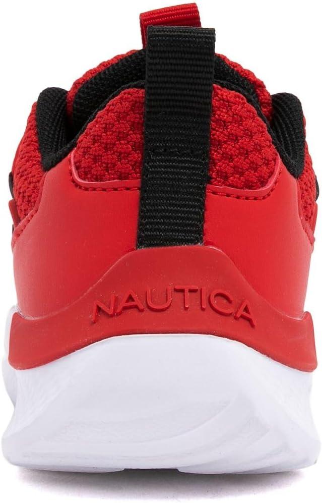 imageNautica Kids Boys and Girls Athletic SlipOn Sneakers Lightweight Bungee Running Shoes for Toddler Little Kid and Big KidRed Black