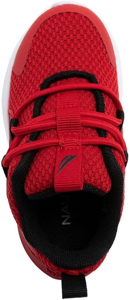 imageNautica Kids Boys and Girls Athletic SlipOn Sneakers Lightweight Bungee Running Shoes for Toddler Little Kid and Big KidRed Black