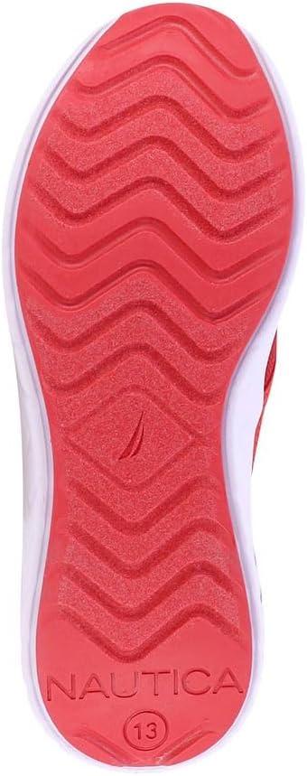 imageNautica Kids Boys and Girls Athletic SlipOn Sneakers Lightweight Bungee Running Shoes for Toddler Little Kid and Big KidRed Black Popsteam Rock