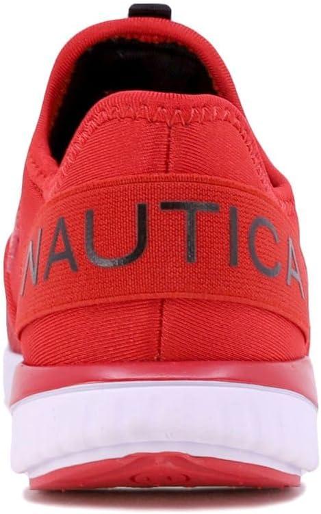 imageNautica Kids Boys and Girls Athletic SlipOn Sneakers Lightweight Bungee Running Shoes for Toddler Little Kid and Big KidRed Black Popsteam Rock