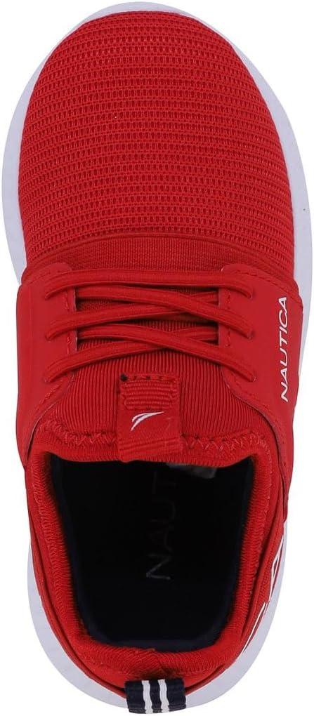 imageNautica Kids Boys and Girls Athletic SlipOn Sneakers Lightweight Bungee Running Shoes for Toddler Little Kid and Big KidRed Tonal