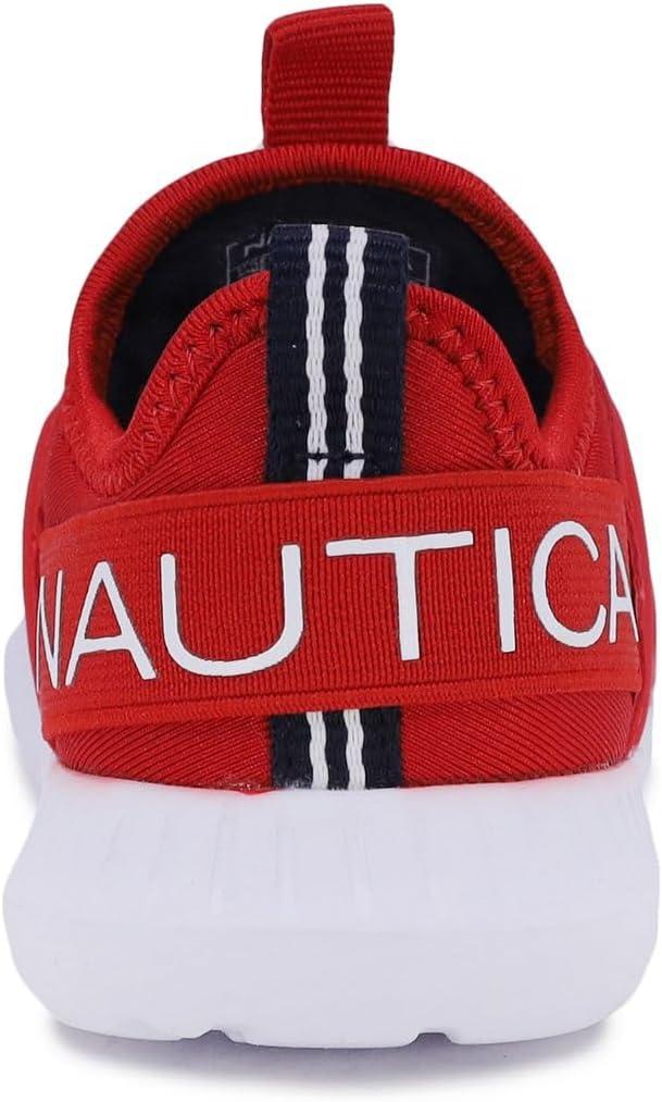 imageNautica Kids Boys and Girls Athletic SlipOn Sneakers Lightweight Bungee Running Shoes for Toddler Little Kid and Big KidRed Tonal