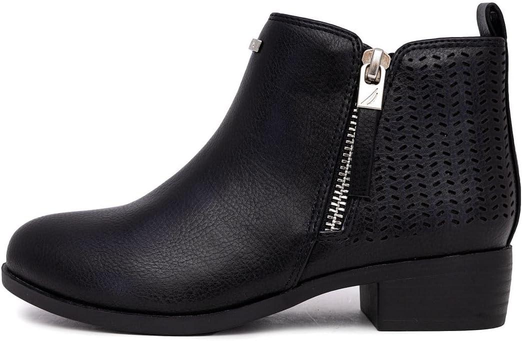 imageNautica Kids Girls Ankle Bootie With Side Buckle and Zipper Dress Boot For Youth amp Toddler ToddlerLittleBig KidsInara Black