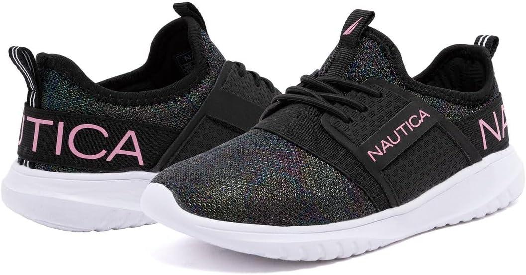 imageNautica Kids Girls Metallic Fashion Sneaker LaceUp Athletic Running Shoe I kappil I Big Kid Little Kid ToddlerBlack Oil Slick Meshkappil 4