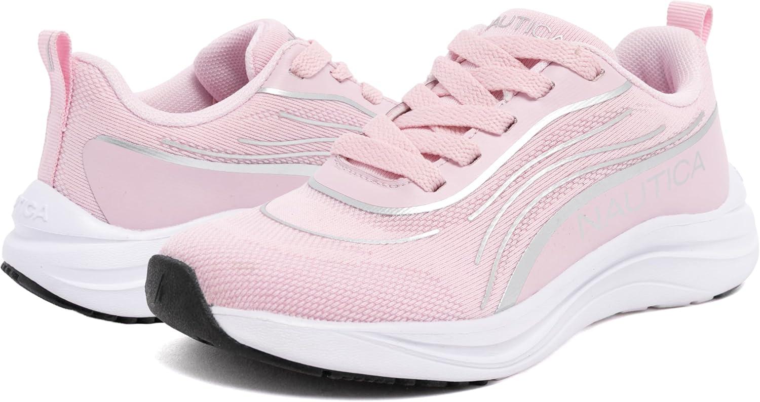 imageNautica Kids Girls Metallic Fashion Sneaker LaceUp Athletic Running Shoe I kappil I Big Kid Little Kid ToddlerBlush Silvermarius