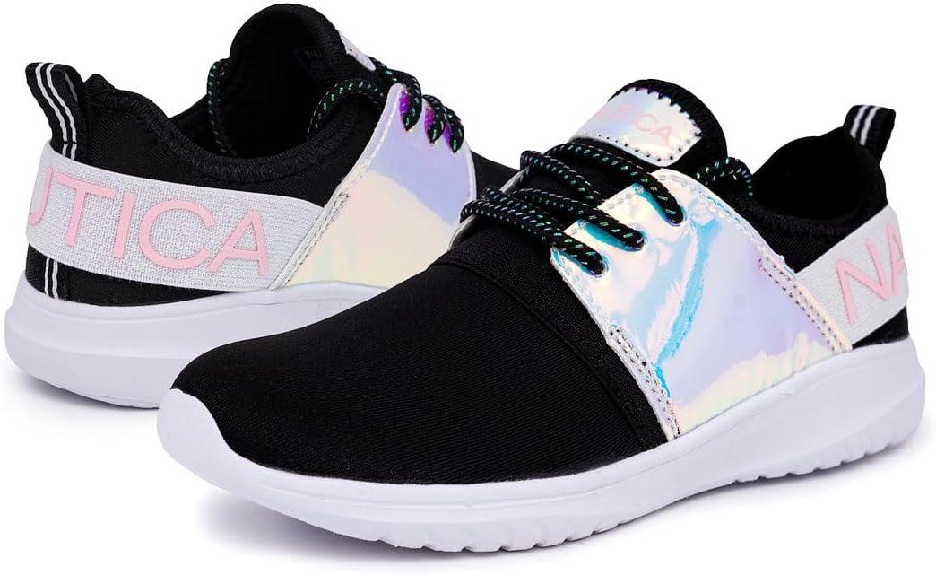 imageNautica Kids Girls Metallic Fashion Sneaker LaceUp Athletic Running Shoe I kappil I Big Kid Little Kid ToddlerIridescent Black