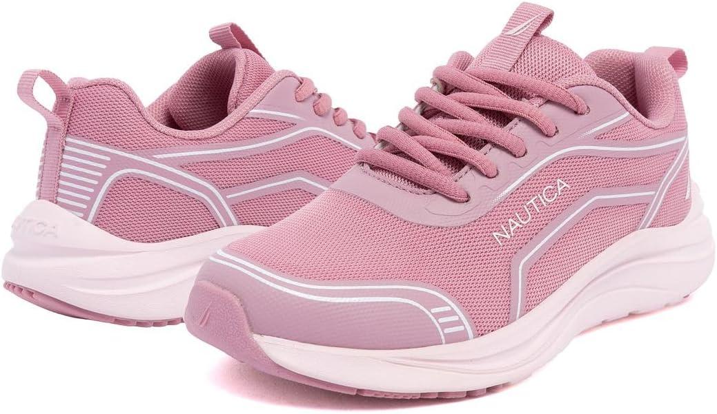 imageNautica Kids Girls Metallic Fashion Sneaker LaceUp Athletic Running Shoe I kappil I Big Kid Little Kid ToddlerMauve Blush