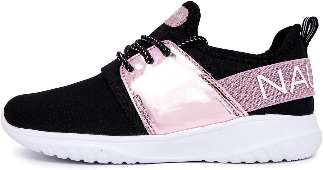 imageNautica Kids Girls Metallic Fashion Sneaker LaceUp Athletic Running Shoe I kappil I Big Kid Little Kid ToddlerPink Metallic Black