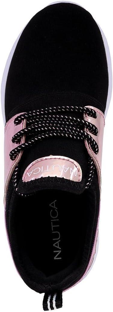 imageNautica Kids Girls Metallic Fashion Sneaker LaceUp Athletic Running Shoe I kappil I Big Kid Little Kid ToddlerPink Metallic Black