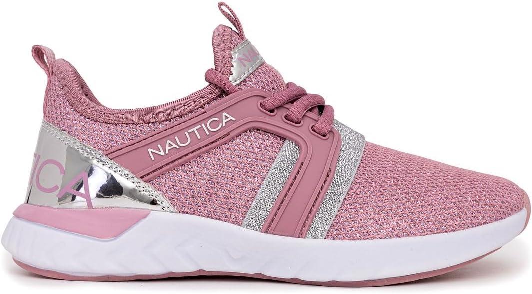 imageNautica Kids Girls Metallic Fashion Sneaker LaceUp Athletic Running Shoe I kappil I Big Kid Little Kid ToddlerPink Silver
