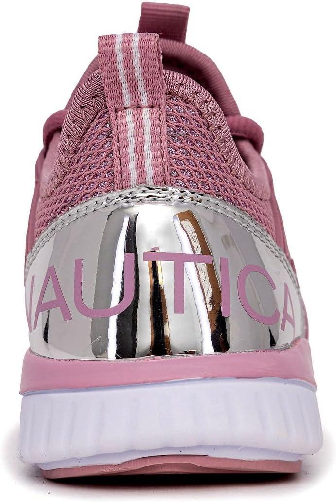 imageNautica Kids Girls Metallic Fashion Sneaker LaceUp Athletic Running Shoe I kappil I Big Kid Little Kid ToddlerPink Silver