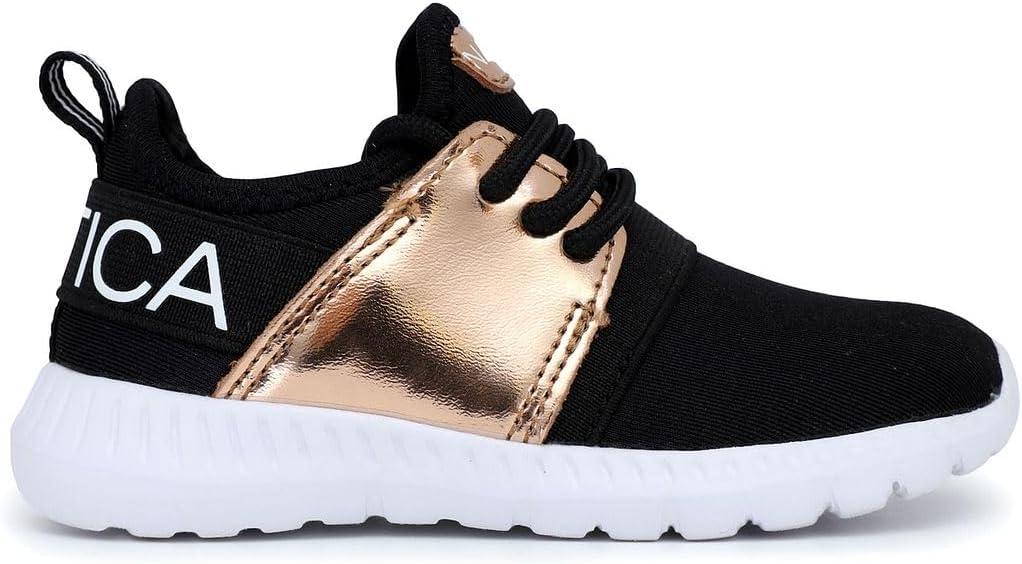 imageNautica Kids Girls Metallic Fashion Sneaker LaceUp Athletic Running Shoe I kappil I Big Kid Little Kid ToddlerRose Gold Black
