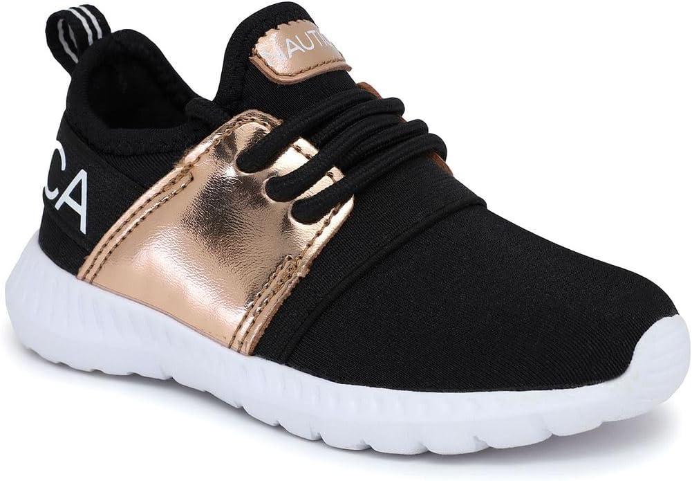 imageNautica Kids Girls Metallic Fashion Sneaker LaceUp Athletic Running Shoe I kappil I Big Kid Little Kid ToddlerRose Gold Black