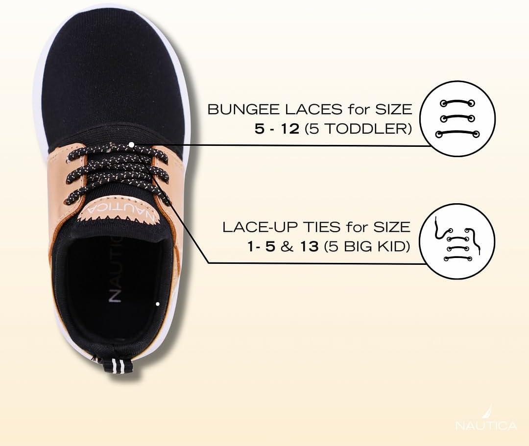 imageNautica Kids Girls Metallic Fashion Sneaker LaceUp Athletic Running Shoe I kappil I Big Kid Little Kid ToddlerRose Gold Black