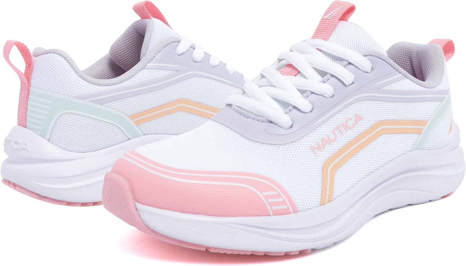 imageNautica Kids Girls Metallic Fashion Sneaker LaceUp Athletic Running Shoe I kappil I Big Kid Little Kid ToddlerWhite Multi