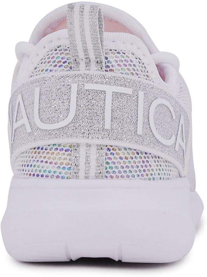 imageNautica Kids Girls Metallic Fashion Sneaker LaceUp Athletic Running Shoe I kappil I Big Kid Little Kid ToddlerWhite Silver Multi