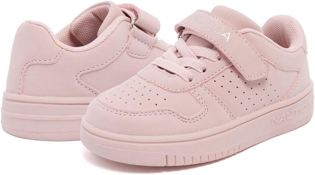 imageNautica Kids Girls Sneakers with Adjustable Strap and Bungee Straps Comfortable Casual Shoes ToddlerLittle KidBlushstafford