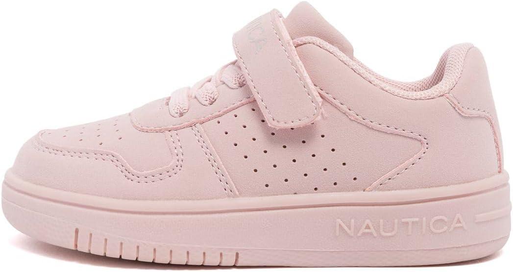 imageNautica Kids Girls Sneakers with Adjustable Strap and Bungee Straps Comfortable Casual Shoes ToddlerLittle KidBlushstafford