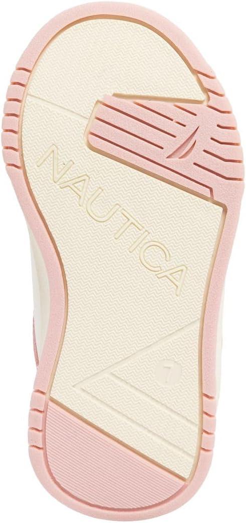 imageNautica Kids Girls Sneakers with Adjustable Strap and Bungee Straps Comfortable Casual Shoes ToddlerLittle KidBone Pastel Gavie