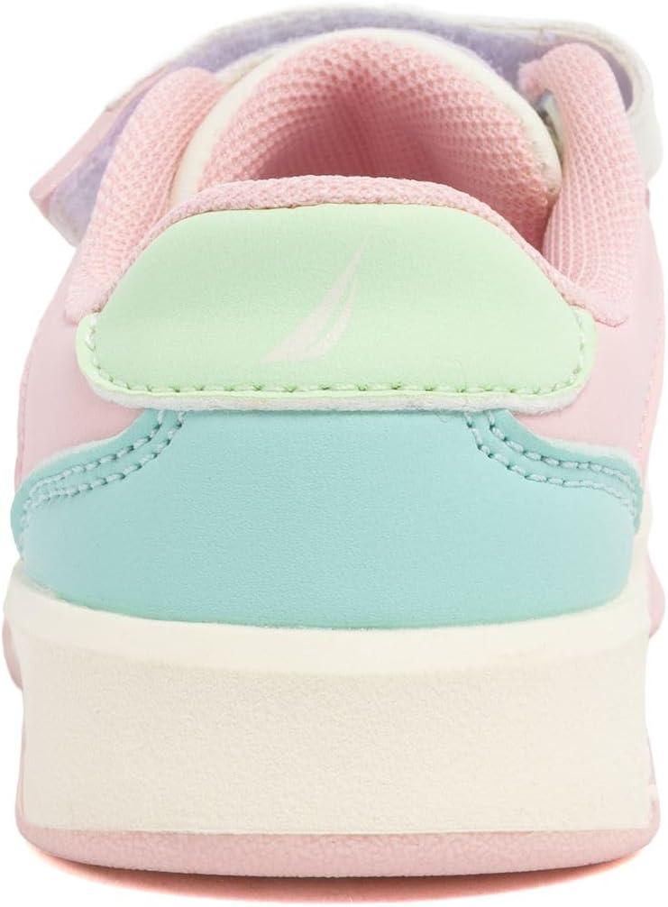 imageNautica Kids Girls Sneakers with Adjustable Strap and Bungee Straps Comfortable Casual Shoes ToddlerLittle KidBone Pastel Gavie