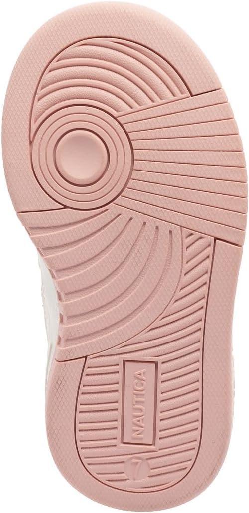 imageNautica Kids Girls Sneakers with Adjustable Strap and Bungee Straps Comfortable Casual Shoes ToddlerLittle KidBone Pastelsaisy