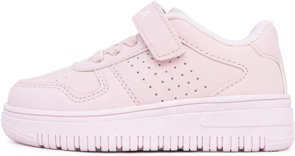 imageNautica Kids Girls Sneakers with Adjustable Strap and Bungee Straps Comfortable Casual Shoes ToddlerLittle KidLight Blush Ivan