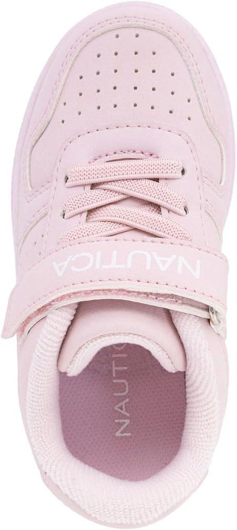 imageNautica Kids Girls Sneakers with Adjustable Strap and Bungee Straps Comfortable Casual Shoes ToddlerLittle KidLight Blush Ivan