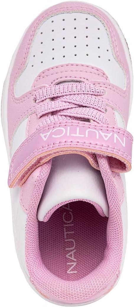 imageNautica Kids Girls Sneakers with Adjustable Strap and Bungee Straps Comfortable Casual Shoes ToddlerLittle KidPink