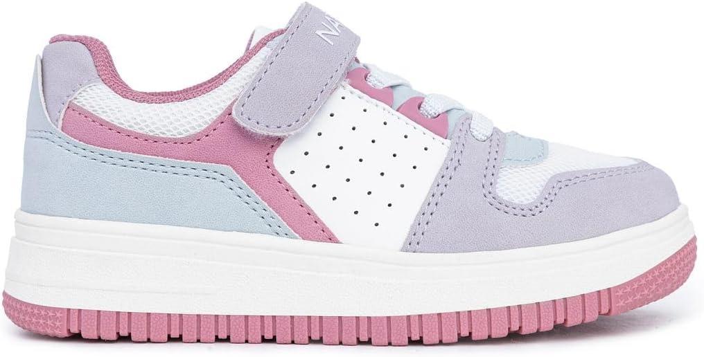 imageNautica Kids Girls Sneakers with Adjustable Strap and Bungee Straps Comfortable Casual Shoes ToddlerLittle KidPink Lilac Blue