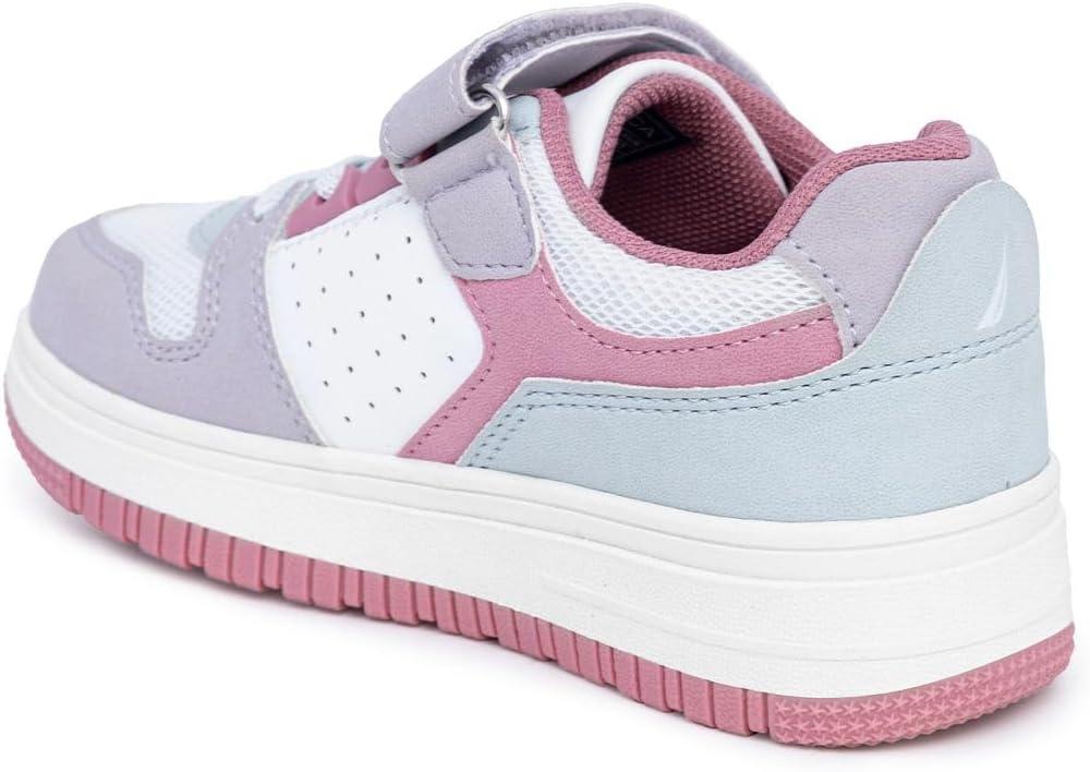 imageNautica Kids Girls Sneakers with Adjustable Strap and Bungee Straps Comfortable Casual Shoes ToddlerLittle KidPink Lilac Blue