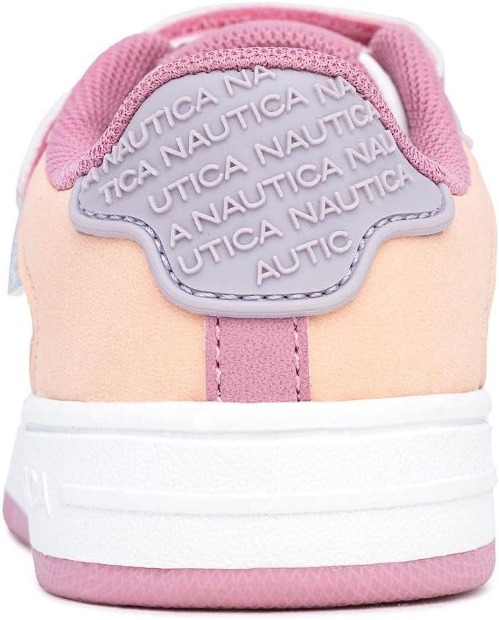imageNautica Kids Girls Sneakers with Adjustable Strap and Bungee Straps Comfortable Casual Shoes ToddlerLittle KidPink Tealalmina