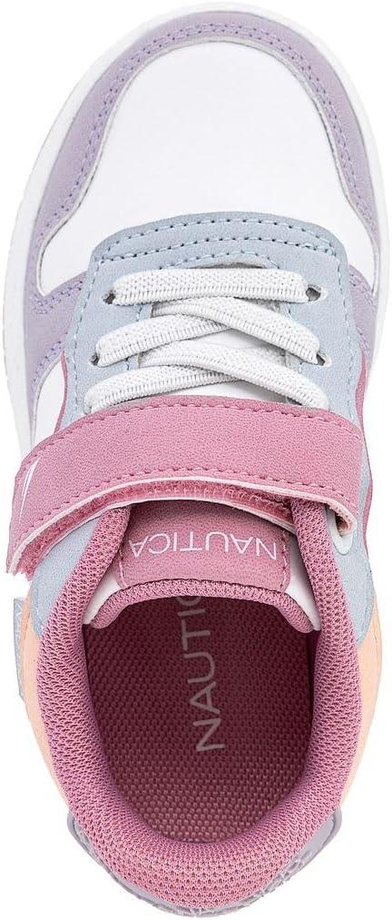 imageNautica Kids Girls Sneakers with Adjustable Strap and Bungee Straps Comfortable Casual Shoes ToddlerLittle KidPink Tealalmina