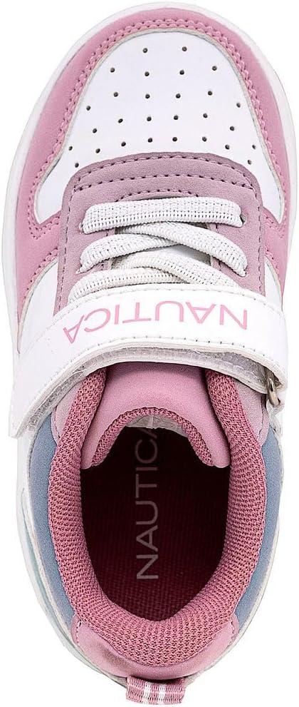 imageNautica Kids Girls Sneakers with Adjustable Strap and Bungee Straps Comfortable Casual Shoes ToddlerLittle KidPink White Teal
