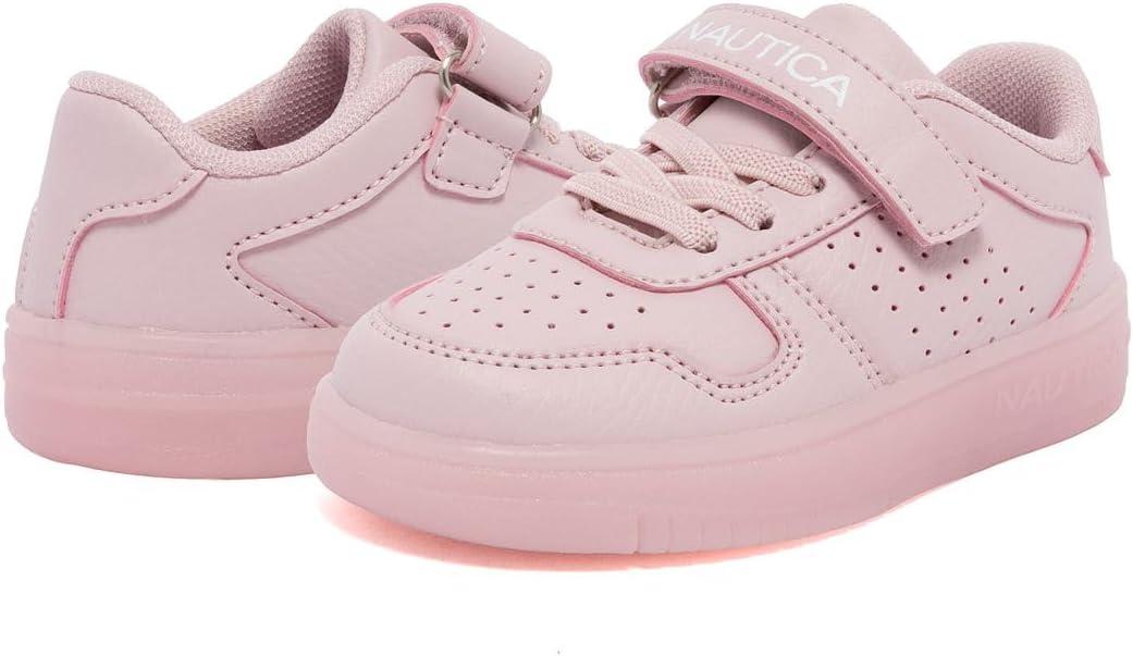 imageNautica Kids Girls Sneakers with Adjustable Strap and Bungee Straps Comfortable Casual Shoes ToddlerLittle KidPinkstafford