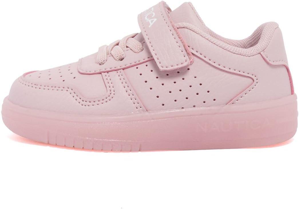 imageNautica Kids Girls Sneakers with Adjustable Strap and Bungee Straps Comfortable Casual Shoes ToddlerLittle KidPinkstafford