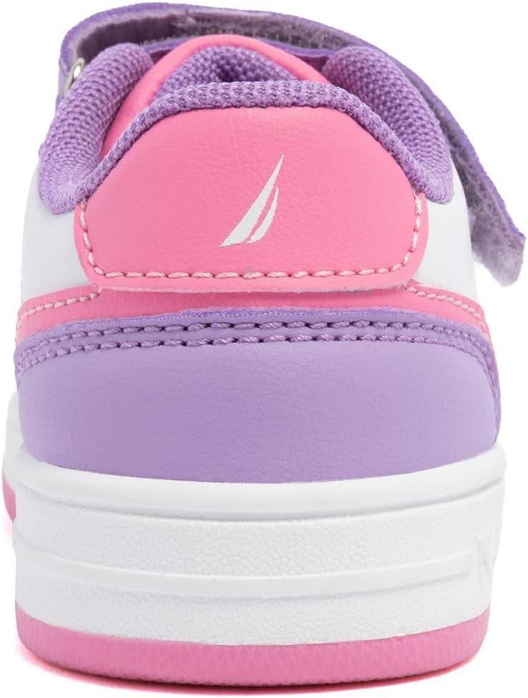 imageNautica Kids Girls Sneakers with Adjustable Strap and Bungee Straps Comfortable Casual Shoes ToddlerLittle KidPurple White Pinkseli