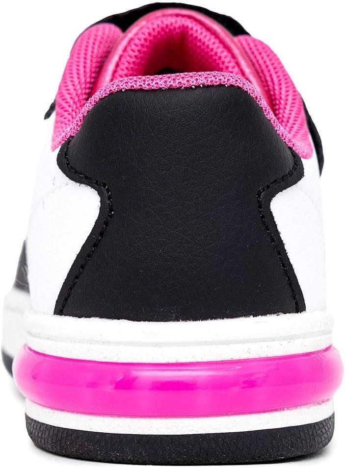 imageNautica Kids Girls Sneakers with Adjustable Strap and Bungee Straps Comfortable Casual Shoes ToddlerLittle KidWhite Black Pink