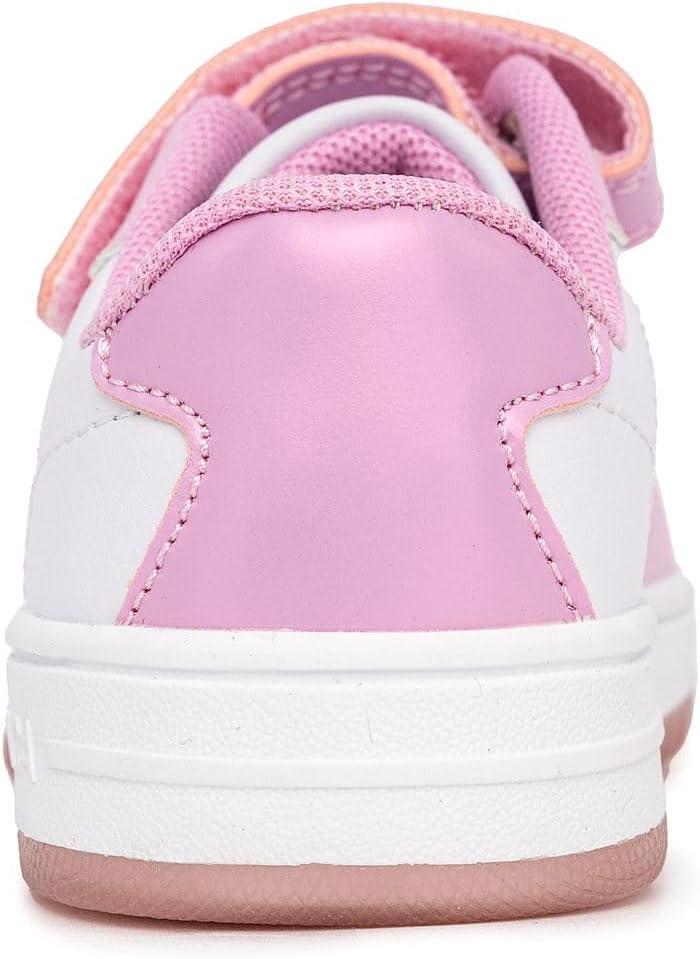 imageNautica Kids Girls Sneakers with Adjustable Strap and Bungee Straps Comfortable Casual Shoes ToddlerLittle KidWhite Light Pink Iridescent