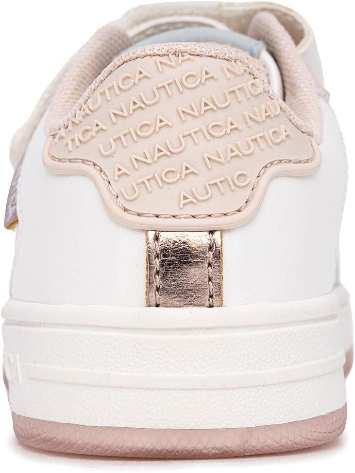 imageNautica Kids Girls Sneakers with Adjustable Strap and Bungee Straps Comfortable Casual Shoes ToddlerLittle KidWhite Pinkalmina