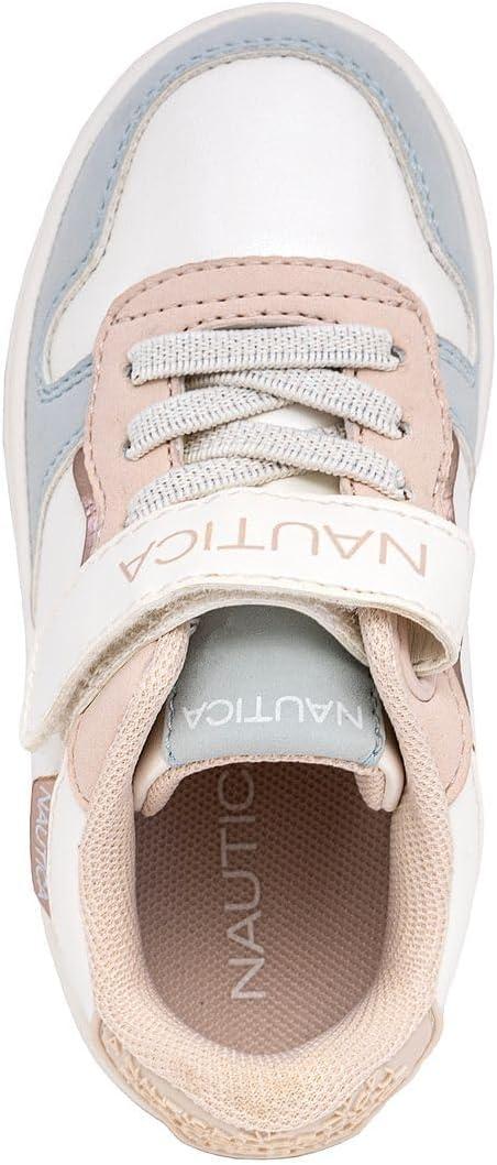 imageNautica Kids Girls Sneakers with Adjustable Strap and Bungee Straps Comfortable Casual Shoes ToddlerLittle KidWhite Pinkalmina