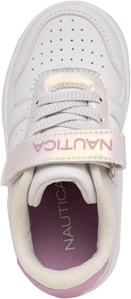imageNautica Kids Girls Sneakers with Adjustable Strap and Bungee Straps Comfortable Casual Shoes ToddlerLittle KidWhite Pinkstafford