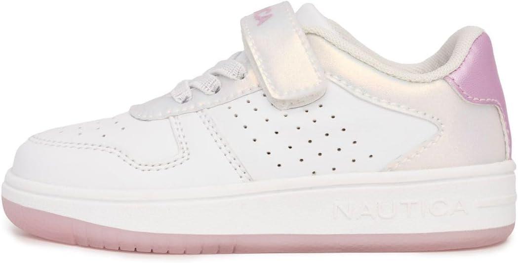 imageNautica Kids Girls Sneakers with Adjustable Strap and Bungee Straps Comfortable Casual Shoes ToddlerLittle KidWhite Pinkstafford