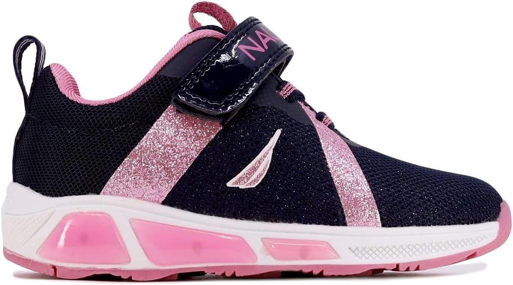 imageNautica Kids LightUp Flashing Sneaker Athletic Running Shoes with Strap Fashionable and Fun for Boys and Girls Available in Toddler and Little Kid SizesJurnee Lightsnavy Pink Sparkle