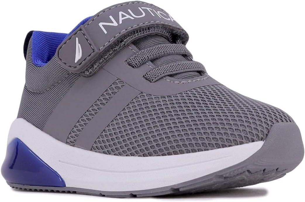imageNautica Kids LightUp Flashing Sneaker Athletic Running Shoes with Strap Fashionable and Fun for Boys and Girls Available in Toddler and Little Kid SizesBuoy Lightsgrey Cobalt