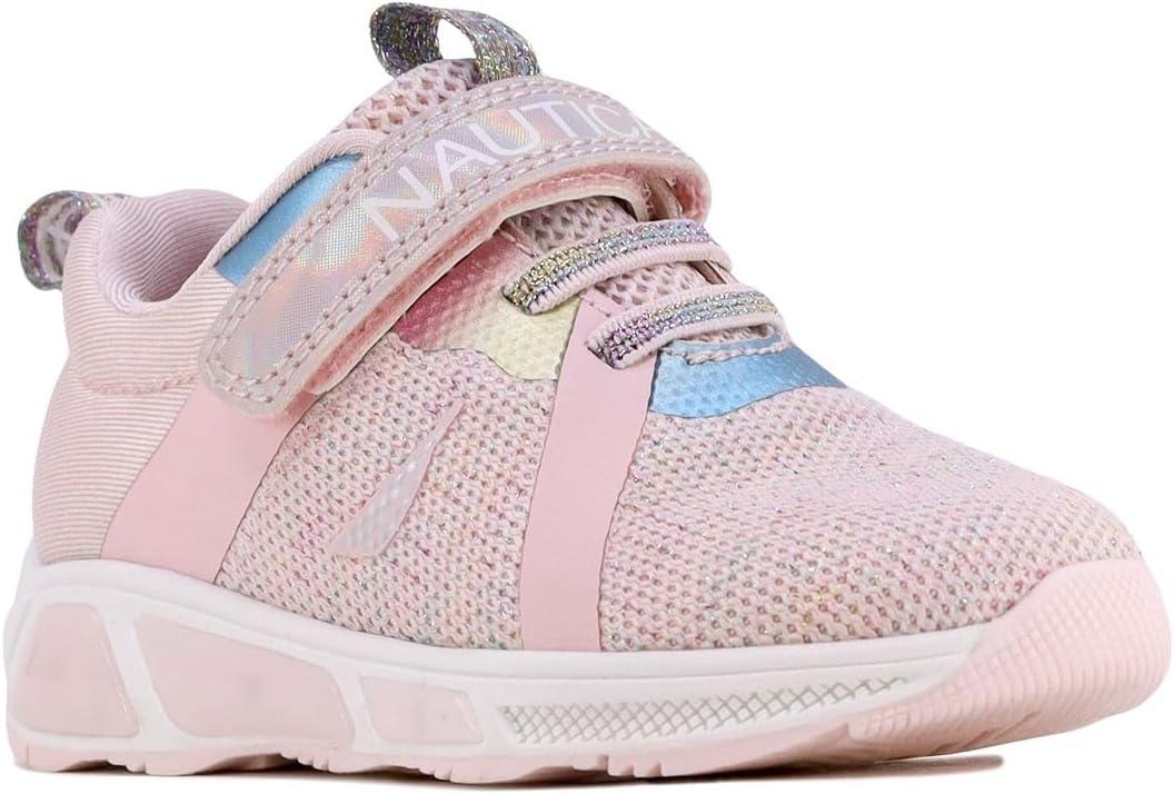 imageNautica Kids LightUp Flashing Sneaker Athletic Running Shoes with Strap Fashionable and Fun for Boys and Girls Available in Toddler and Little Kid SizesJurnee Lightsblush Rainbow Metallic