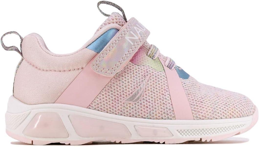 imageNautica Kids LightUp Flashing Sneaker Athletic Running Shoes with Strap Fashionable and Fun for Boys and Girls Available in Toddler and Little Kid SizesJurnee Lightsblush Rainbow Metallic