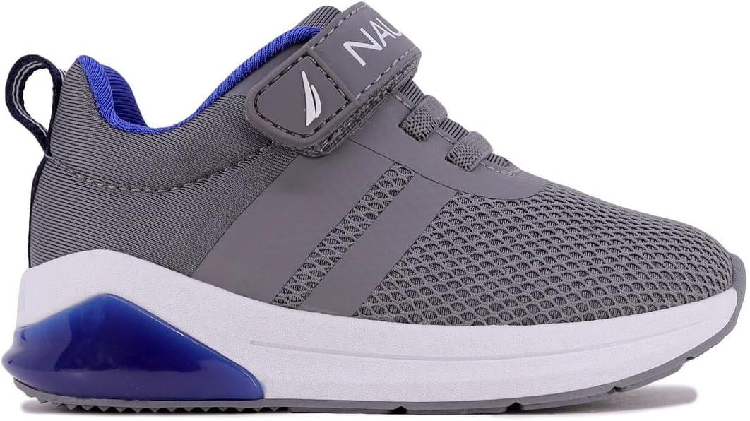 imageNautica Kids LightUp Flashing Sneaker Athletic Running Shoes with Strap Fashionable and Fun for Boys and Girls Available in Toddler and Little Kid SizesBuoy Lightsgrey Cobalt