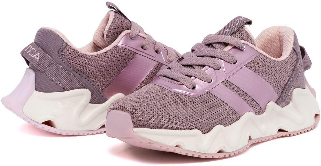 imageNautica Kids Running Sneakers Comfortable Shoes for Boys and Girls Sizes for Big amp Little Kids LaceUpBungee ManalapinMauve Metallic